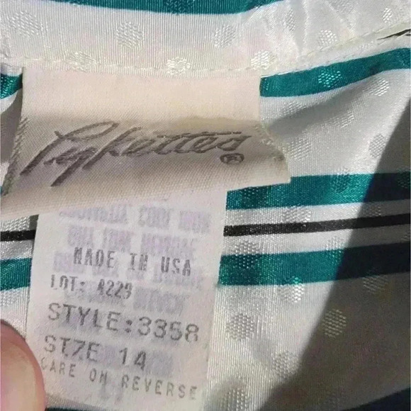 Vintage 70's Pykettes Striped Silky Button Down Top - M - Picture 6 of 11